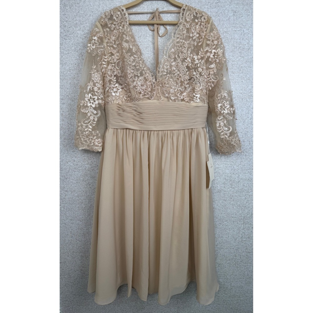 LanTing Bride Champagne Lace Formal Dress — Size US 12 — NWT